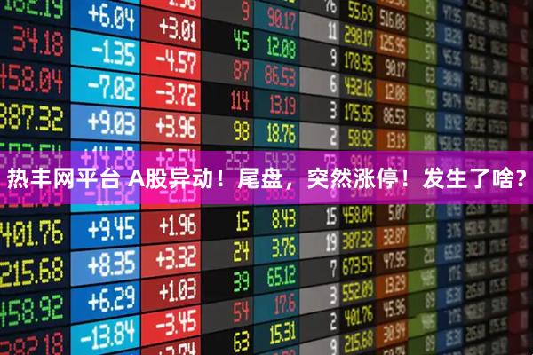 热丰网平台 A股异动！尾盘，突然涨停！发生了啥？